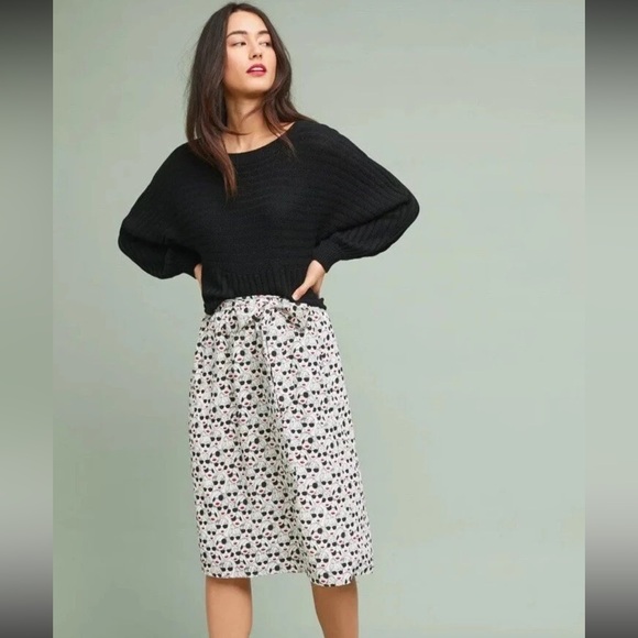 Anthropologie Dresses & Skirts - Porridge Anthropologie Graphic Getaway Face Print Midi Skirt Red Lips Size XS